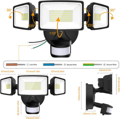 50 W 3-Glavni LED reflektor s senzorjem gibanja - 5000 lm