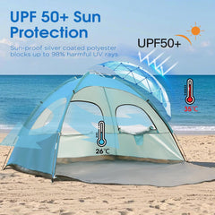 JAICOM plažni šotor za 2–3 osebe z UV zaščito