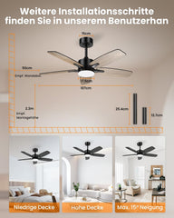 MEFINE stropni ventilator z LED osvetlitvijo in daljinskim upravljalnikom