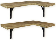 WONOSS viseča kotna polica iz lesa z nosilci - komplet 2 kosov