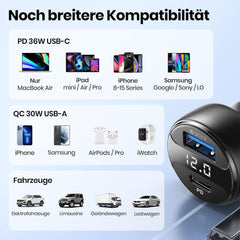 INIU Avtomobilski polnilec USB-C in USB-A