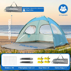 JAICOM plažni šotor za 2–3 osebe z UV zaščito