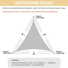 HENG FENG vodoodporno trikotno senčno jadro – 3,6 × 3,6 × 3,6 m