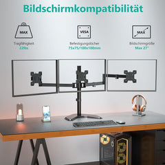 WALI Nastavljivo Stojalo za tri LCD monitorje do 24"