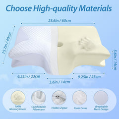 60x40cm HOMCA 2-v-1 ergonomski ortopedski vzglavnik iz spominske pene