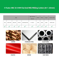 CREEYA karbidni rezkar 16 mm, 4-rezilni, HRC55, črna AlTiN prevleka