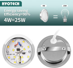 KYOTECH vgradna krom LED svetilka za pohištvo, 4 W, 4000 K, nevtralna bela, zatemnljiva, G4