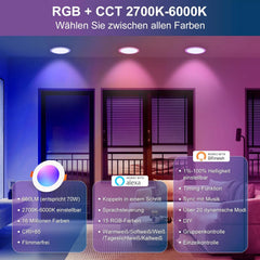 12x DUSKTEC 91mm RGB pametni LED vgradni reflektor - 7 W