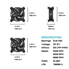 UPHERE 120 mm USB Ventilator za hlajenje elektronskih naprav - set 2 kosa