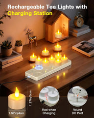 12x SOULBAY polnilne LED čajne svečke s polnilno postajo