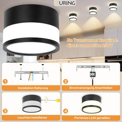4x URING 109 mm LED zatemnitvena stropna svetilka 2700–6500 K