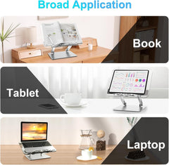 SHUOSUO nastavljivo in zložljivo stojalo za knjige iz aluminija in akrila