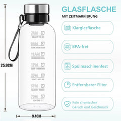 RNCKUUE 1,5 l steklena steklenica z etuijem, filtrom in ščetko