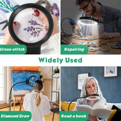 NZQXJXZ povečevalno steklo s svetilko in stojalom - 5x in 10x povečava