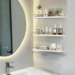 ZVZM komplet 3 belih lesenih polic z metalno ograjo