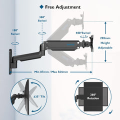 BONTEC stenski nosilec za dva monitorja od 13" do 27" z nastavljivim nagibom