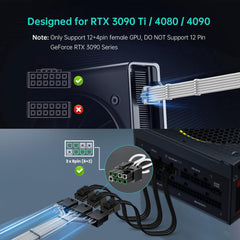Podaljševalni napajalni kabel za grafično kartico, 16(12+4) pin na 3×8 pin, 30 cm, 600 W