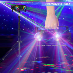 LMAQFUM kalejdoskopska LED svetilka s stojalom, daljinskim upravljalnikom in glasbenim načinom