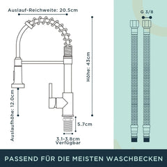 FORIOUS kuhinjska armatura z izvlečno prho - brušeno zlata