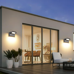 KUKAK zunanja 12 W LED stenska svetilka z nastavljivim panelom 350°- 3000 K topla bela