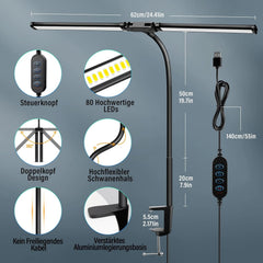 ICARE LED namizna svetilka z dvojno glavo - 62 cm