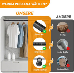 POSKENA Raztegljiva garderobna palica za omaro 43–101cm