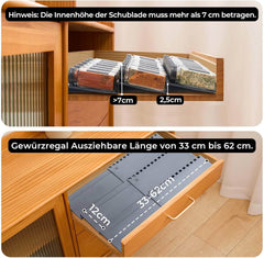 HOMHUT Raztegljiv 3-nivojski organizator za začimbe