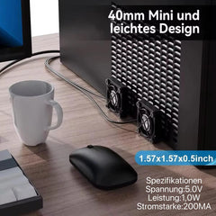 ELUTENG 40mm 2-v-1 USB ventilator s 3 hitrostmi