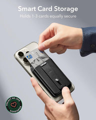 ESR MagSafe denarnica (HaloLock) z iskalnikom Geo in stojalom, združljiva z Find My - Črna