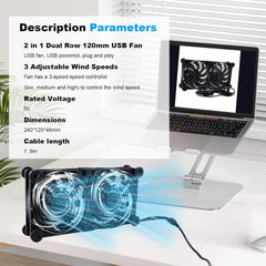 NEWHAIL dvojni USB ventilator za hlajenje elektronskih naprav