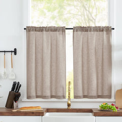 VANGAO Krate zavese v videzu lana 65 × 115 cm - set 2 kosa