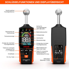 LASELION merilnik vlage s kroglastim senzorjem za les, stene in gradbene materiale