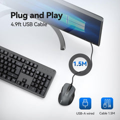 TECKNET žična USB miška z ergonomsko zasnovo