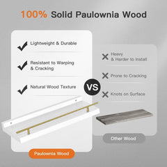 ZVZM komplet 3 belih lesenih polic z metalno ograjo