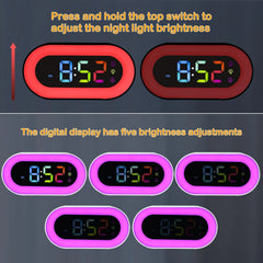 SEUTGJIE otroška digitalna budilka z RGB nočno lučko