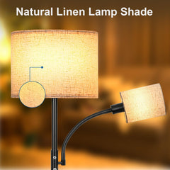 OTREN talna svetilka z lanenim senčnikom in stikalom za vklop s stopalom