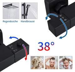 HOMEMELODY Tuš sistem z termostatom, dežno prho in nastavljivo višino