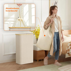 LIFEWIT zložljiv ozek koš za perilo s pokrovom in snemljivo notranjo vrečo – 75 L