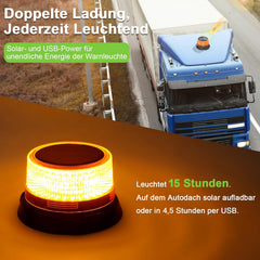 SOLAR ENERGY LED vrtljiva opozorilna luč z baterijo in USB polnjenjem