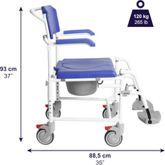 KMINA večnamenski toaletni in tuš stol za starejše na kolesih
