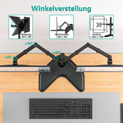 WALI namizno stojalo za 2 monitorja do 27" z nastavljivo višino, nagibom in vrtenjem