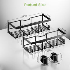 HOUSEUP komplet 2 polic za prho iz nerjavečega jekla za tuš drog (18–25 mm) brez vrtanja