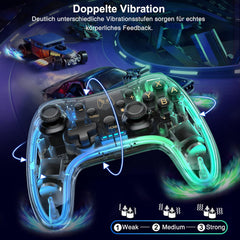 HASACOOL brezžični pro kontroler za Switch/Lite/OLED, transparenten z osvetlitvijo in aplikacijskim upravljanjem