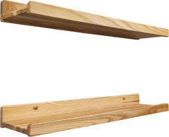 WOOD WEDGE Ročno izdelan set 2 lebdečih polic iz masivnega lesa jesena, 60 cm