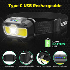 HYTED Komplet 2 LED Polnilnih Naglavnih Svetilk (2000 Lumnov)