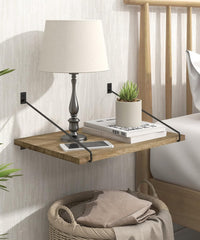 PETRALA Lesena stenska viseča polica z metalnimi nosilci