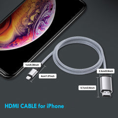 LULAVEN HDMI kabel za iPhone na TV, projektor ali monitor, 4 m, srebrn