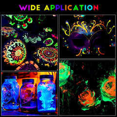 FANSARRICHE Glow in the dark 3D vodoodporne fluorescentne barve - 12 x 20 ml