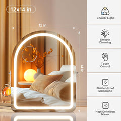 HASIPU kozmetično ogledalo z LED osvetlitvijo, 10× povečava in pametno upravljanje na dotik