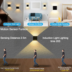 AUDOR 7W LED stenska svetilka z senzorjem gibanja in nastavljivim kotom svetlobe